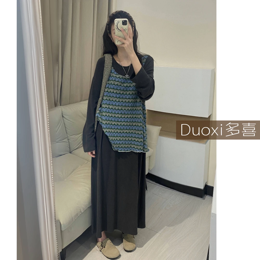 【Duoxi】“软糯糯T裙”A109#宽松休闲简约舒适软糯搭配叠穿连衣裙N