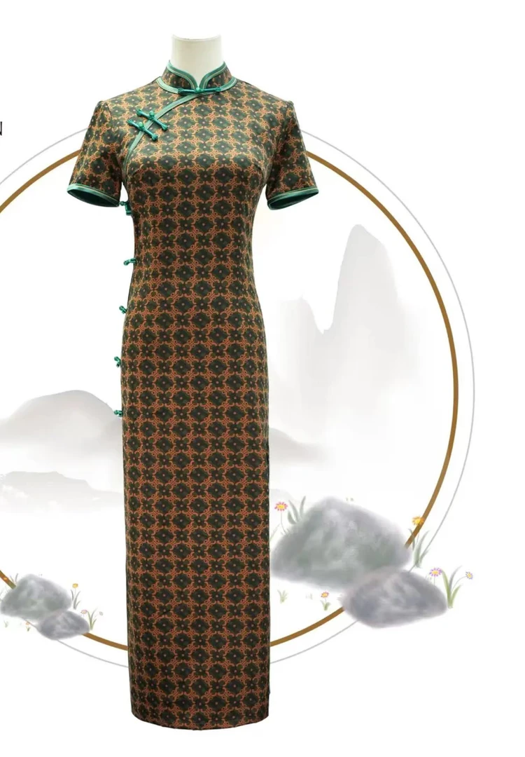 8529-老上海民国风旗袍深色显白显瘦夏季高贵新款高端日常旗袍