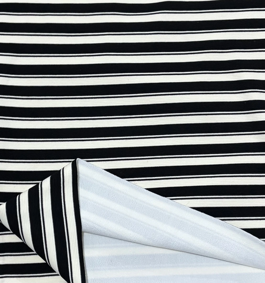 黑白条纹奥粒绒面料两米（2号）