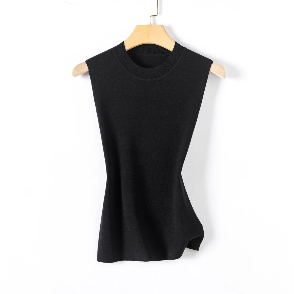 【精仿可机洗100%绵羊毛】春夏女百搭圆领羊毛背心无袖羊毛衫37006