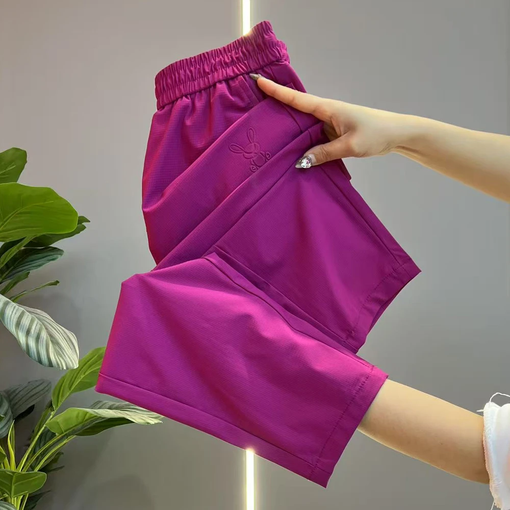 欧货夏季新款九分花裤女松紧腰印花小众宽松休闲裤复古束脚哈伦裤