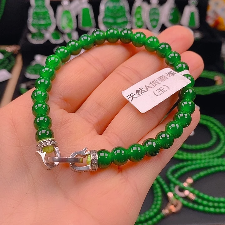 翡翠未镶嵌耳饰天然A货翡翠手串7