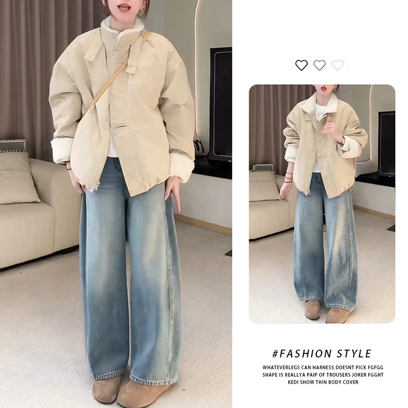 韩版设计感体立领棉服女2025冬季新款小个子加绒加厚保暖棉衣外套