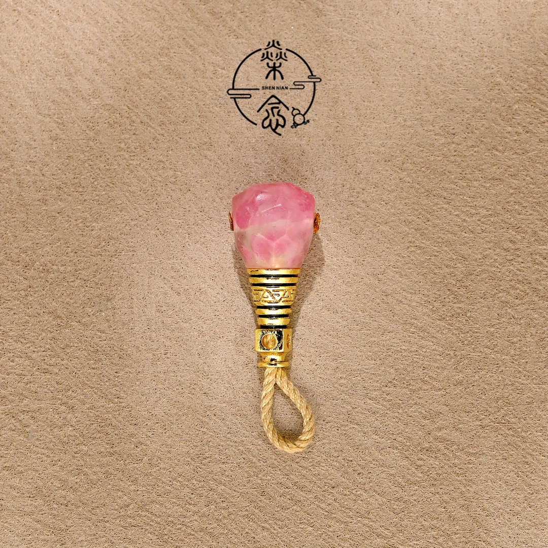 10.5MM天然樱花雨玉化透体蔷薇辉石无相分体三通佛头手串DIY配饰