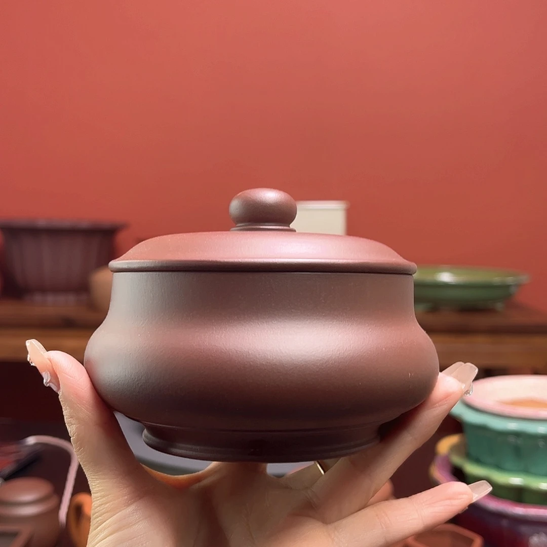 紫砂花盆山*乐紫泥茶叶罐
