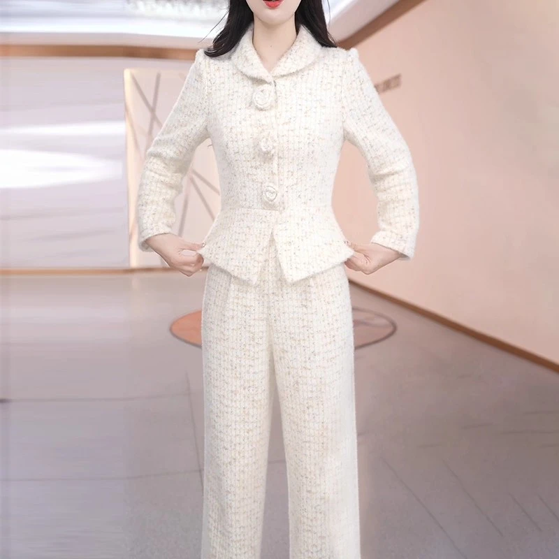 小香风套装女2025新款秋冬爆款高端时髦洋气质名媛加厚毛呢两件套