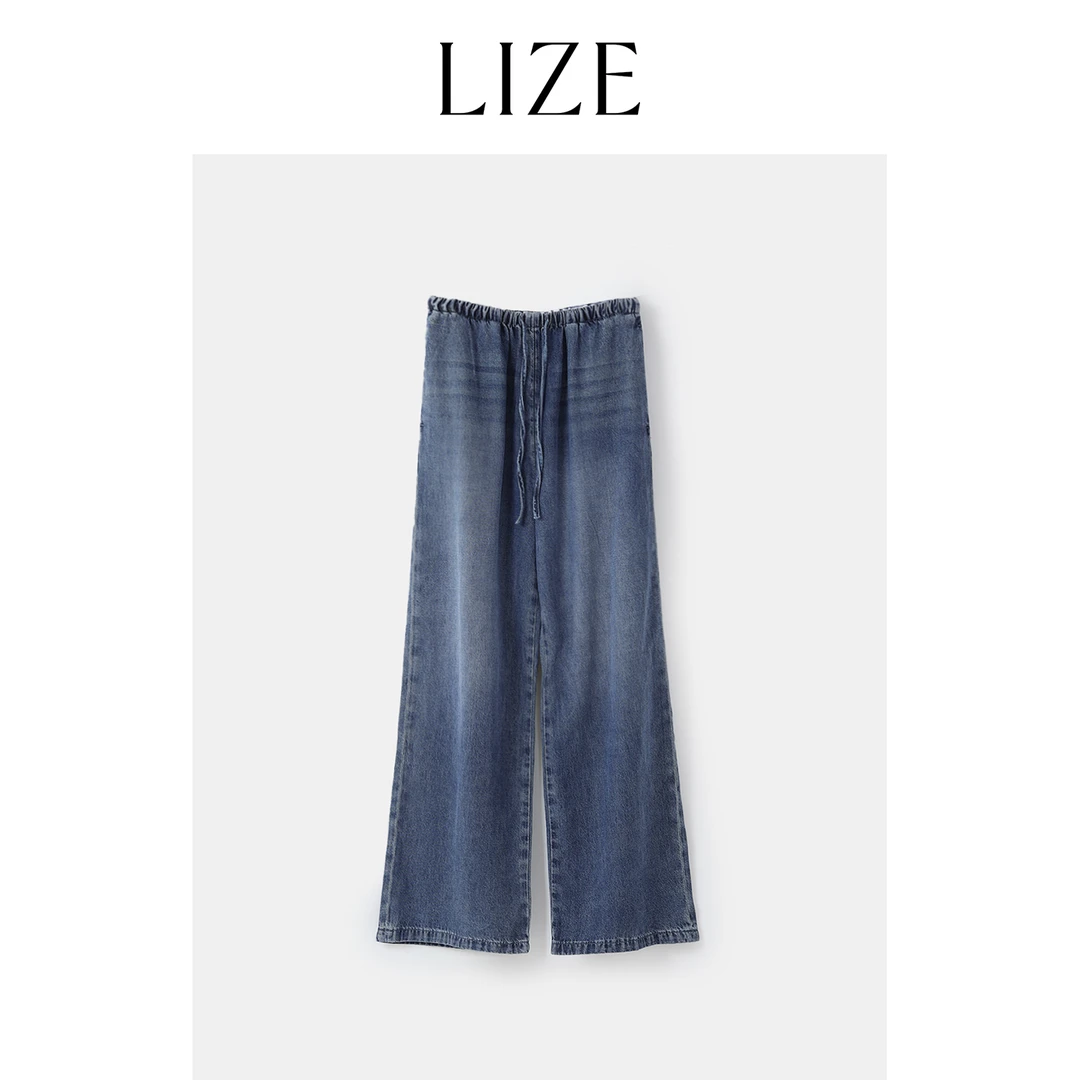 LIZE「海岸公路.紫标」高定嵿级肤感面料.直筒牛仔裤
