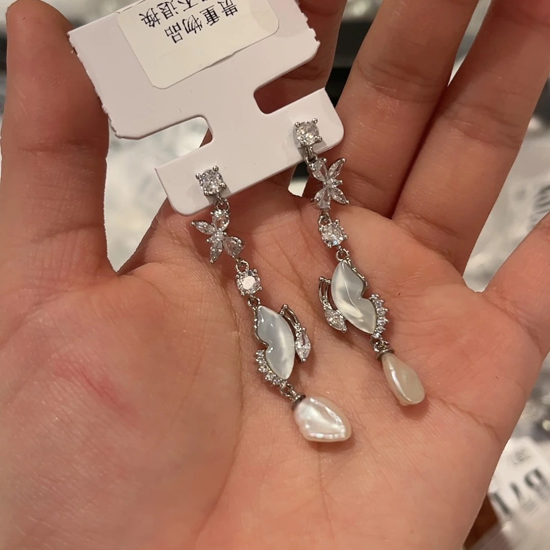 合金淡水珍珠耳饰