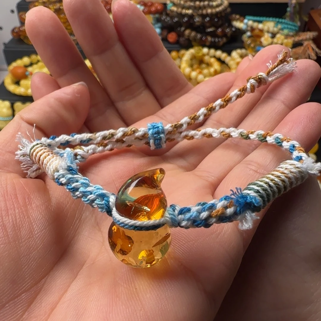 蜜蜡未镶嵌颈饰蜜蜡花珀葫芦手绳