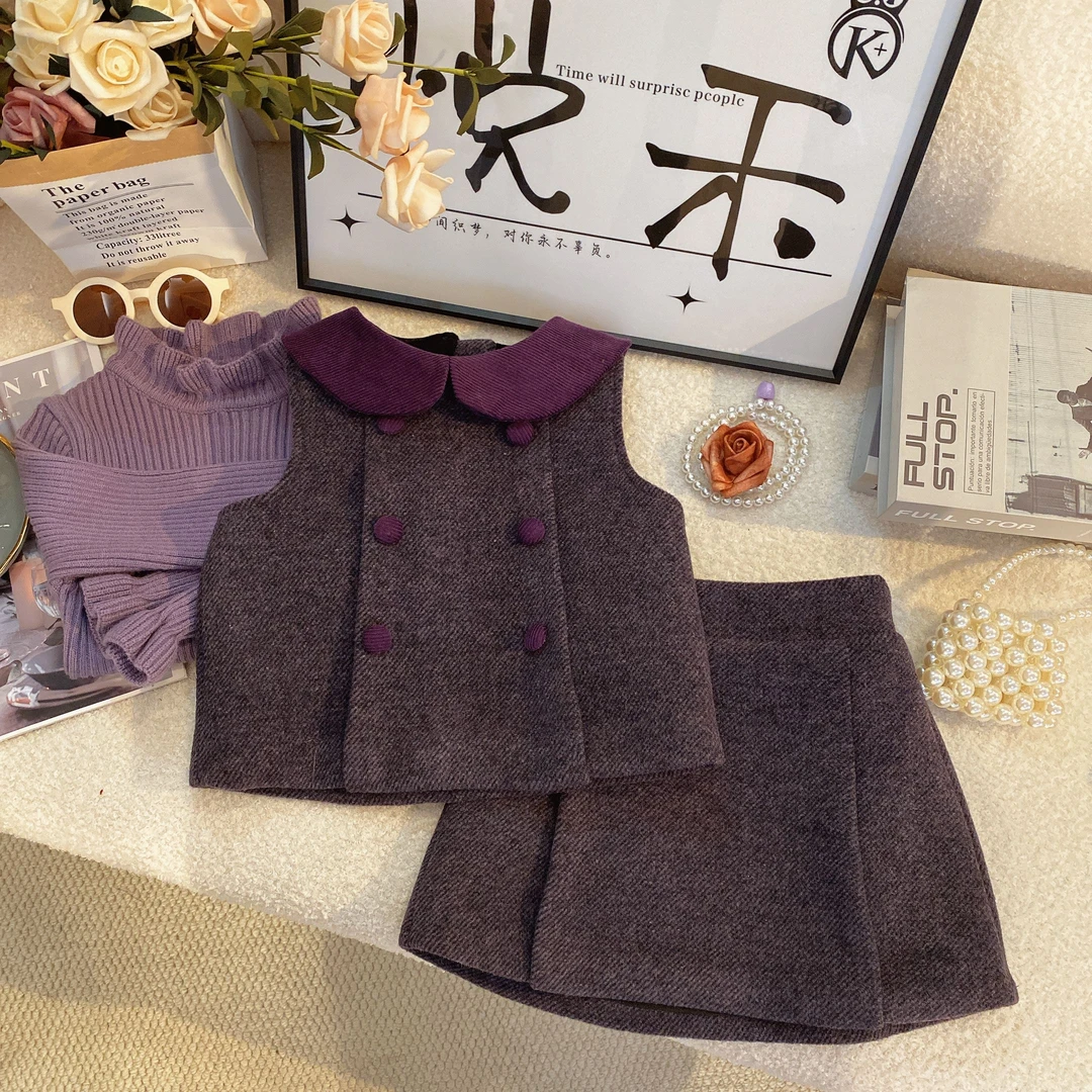 YH2025潮流女宝时尚公主法式加厚马甲裙女童精致背心裙6258