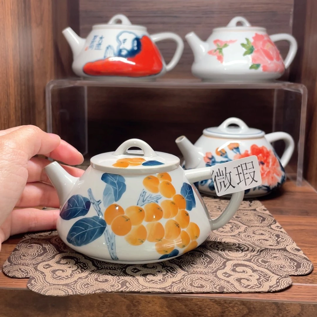釉下手绘茶具微瑕