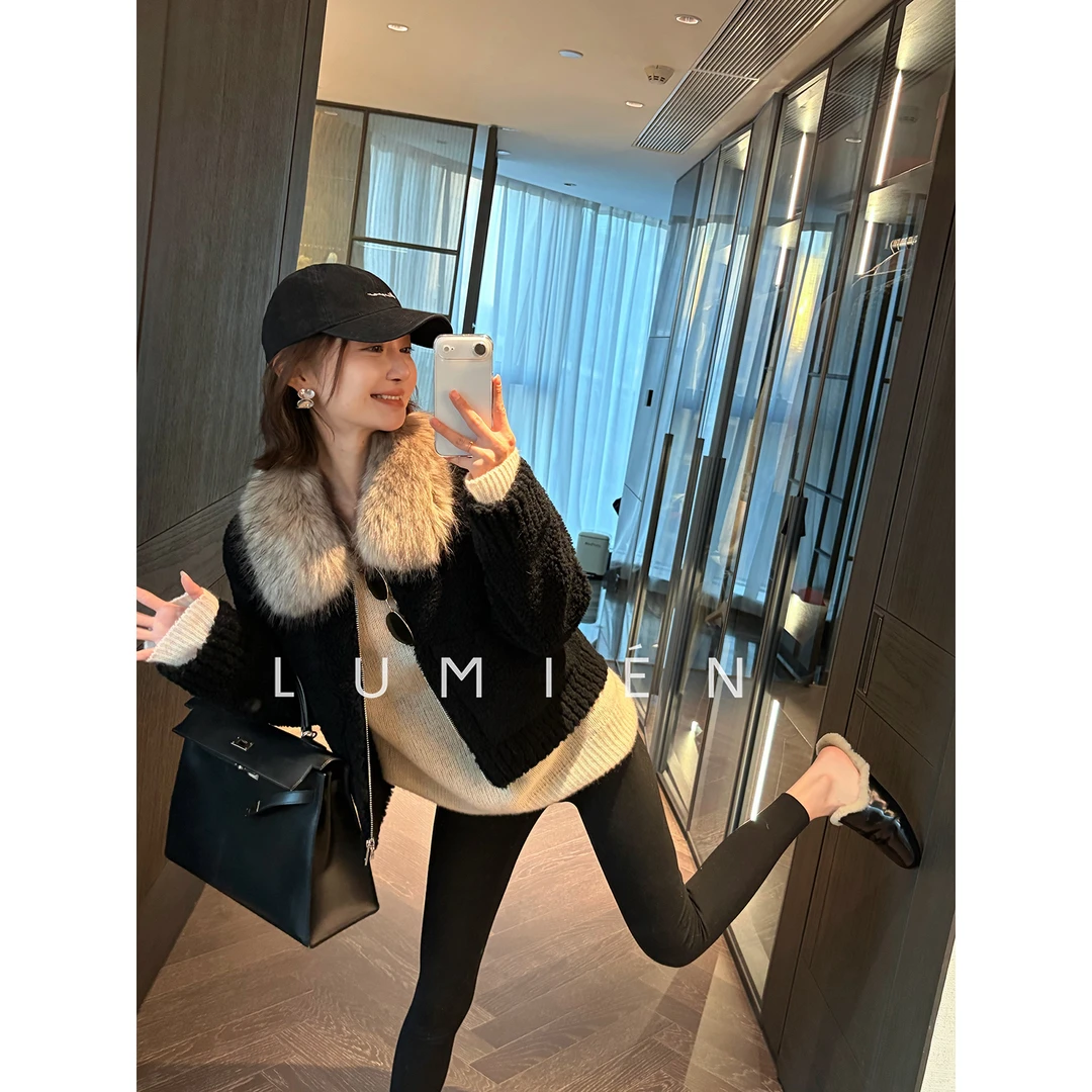 【LUMIEN 新品】极简风大毛领设计慵懒松弛感绵羊毛外套LX5LWW332