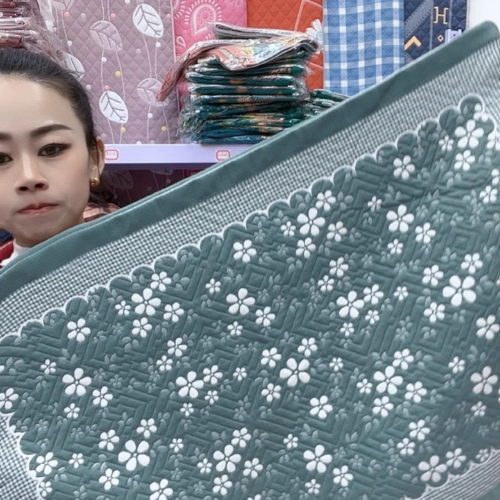 棉绿色雪花纯棉面料