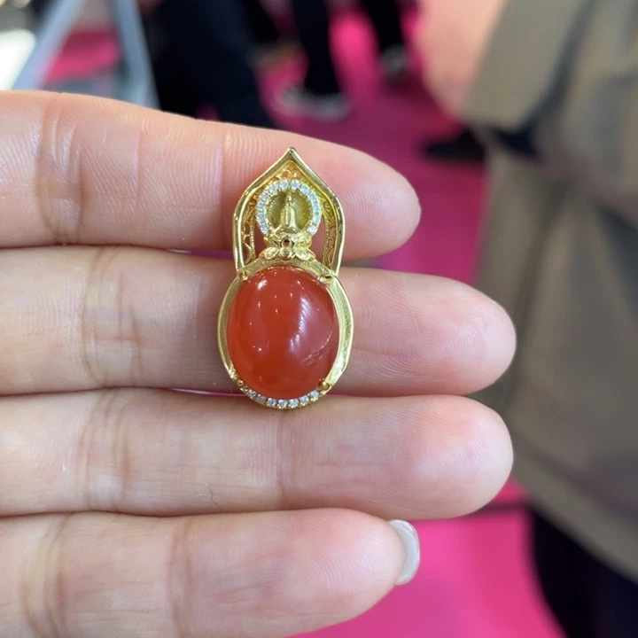 南红玛瑙银S925镶嵌颈饰