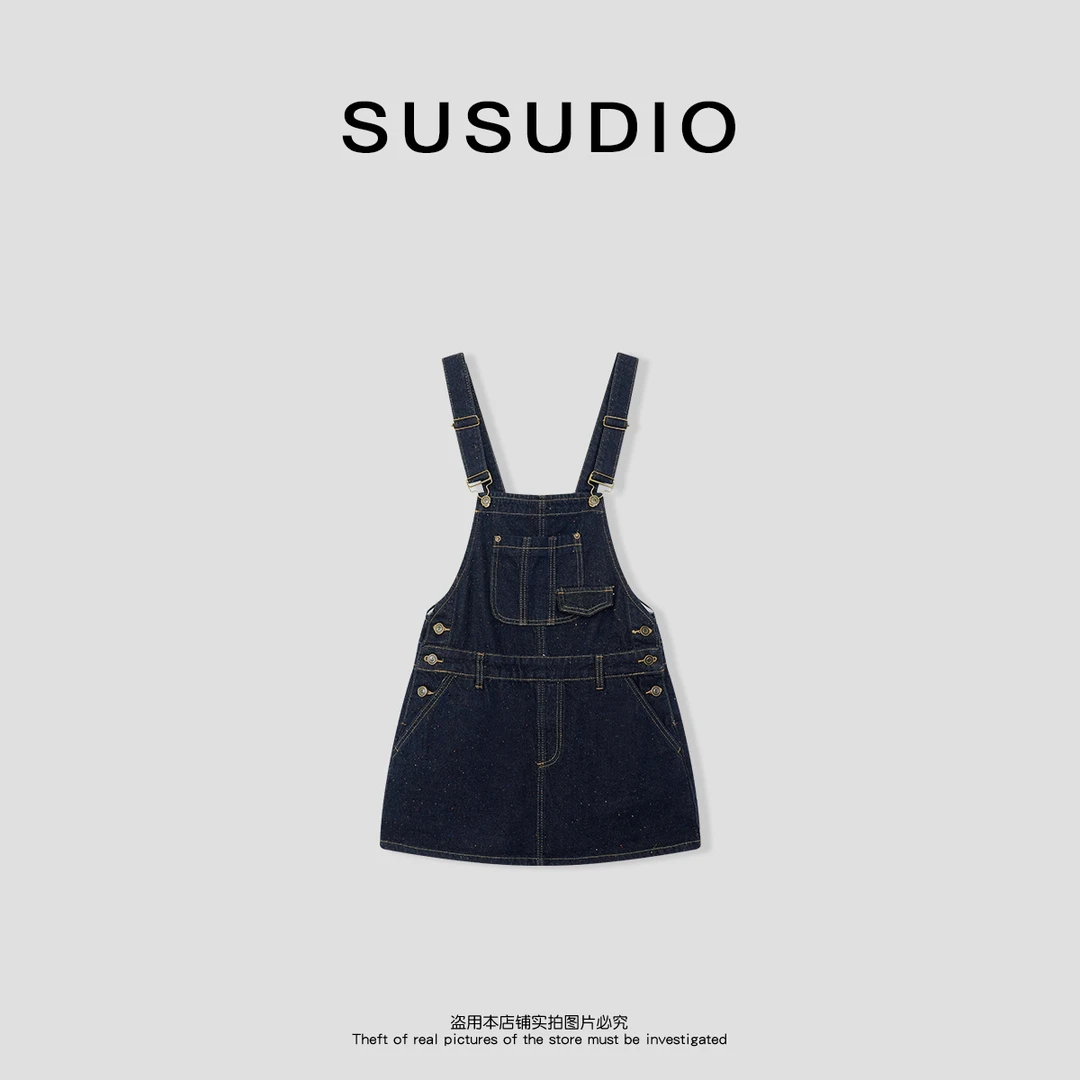 SUSUDIO千里赴约 百搭显瘦时尚设计感背带裤40054