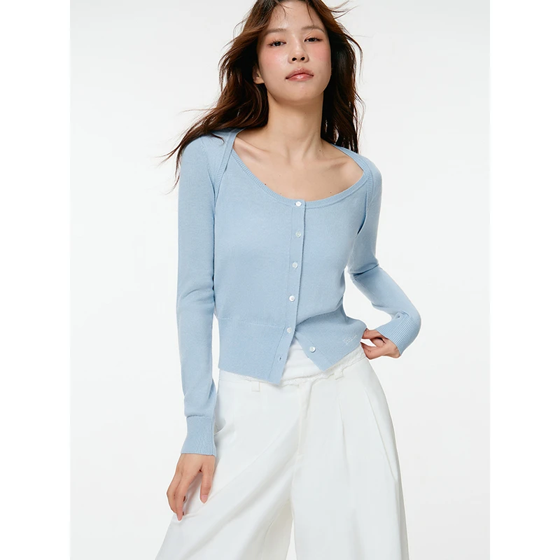 「PINPINPLUS」PP+一如初见显瘦圆领软糯针织坎肩开衫PABEA430001H