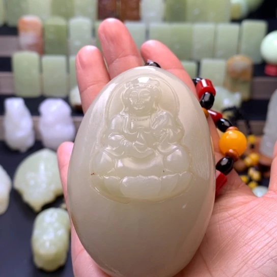 石材方解石手把件