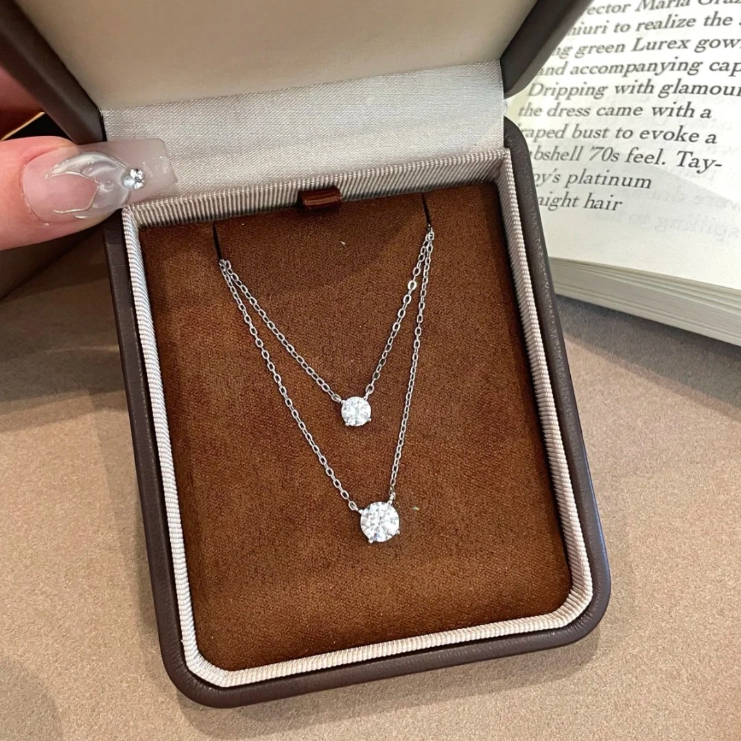 链子925银莫桑石 链子赵露思同款鼻屎钻项链吊坠小众轻奢女士纯银