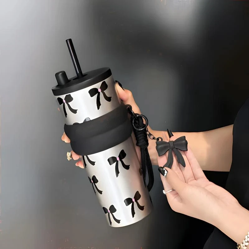 2025新款网红高颜值樱桃保温杯女士随行吸管杯大容量车载杯防漏