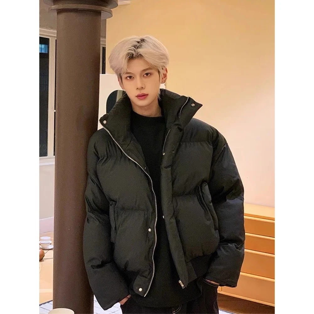 vibe美式短款羽绒服男冬季潮牌cleanfit面包服pu皮棉服外套情侣装