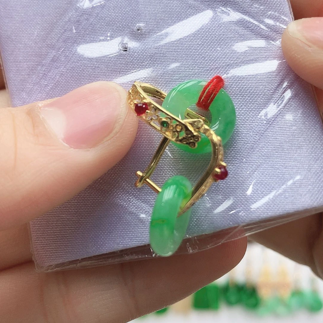 翡翠耳饰银S925镶嵌耳饰