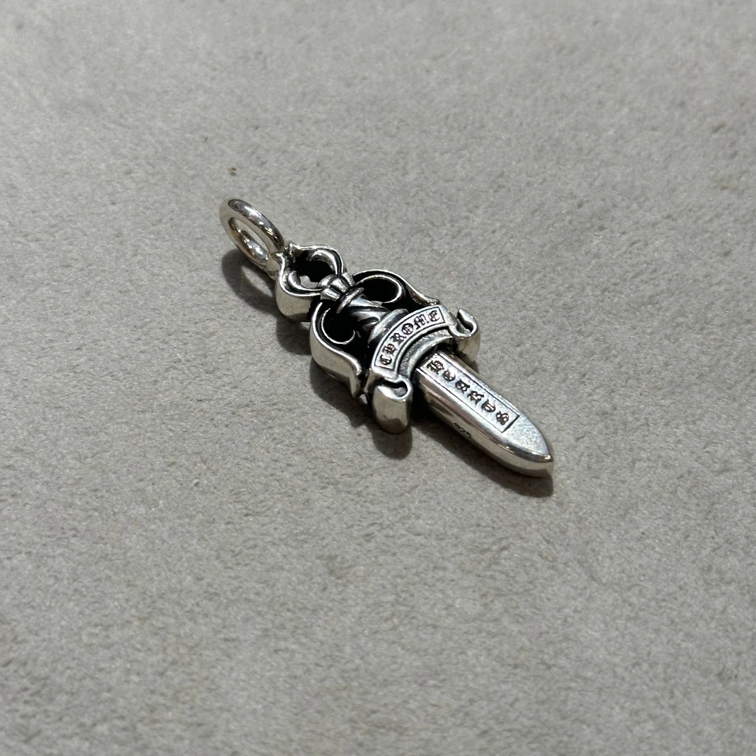 足银银制品 克罗心 Chrome hearts【正品】中号银宝剑项链吊坠