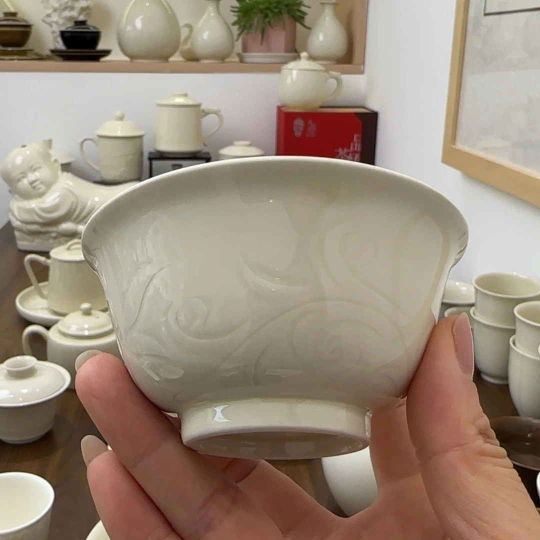 微瑕手工莲花茶碗 无礼盒