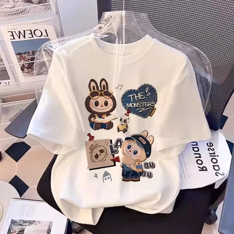 【现货】儿童纯棉短袖t恤2025新款洋气男女童卡通印花上衣宽松休闲T