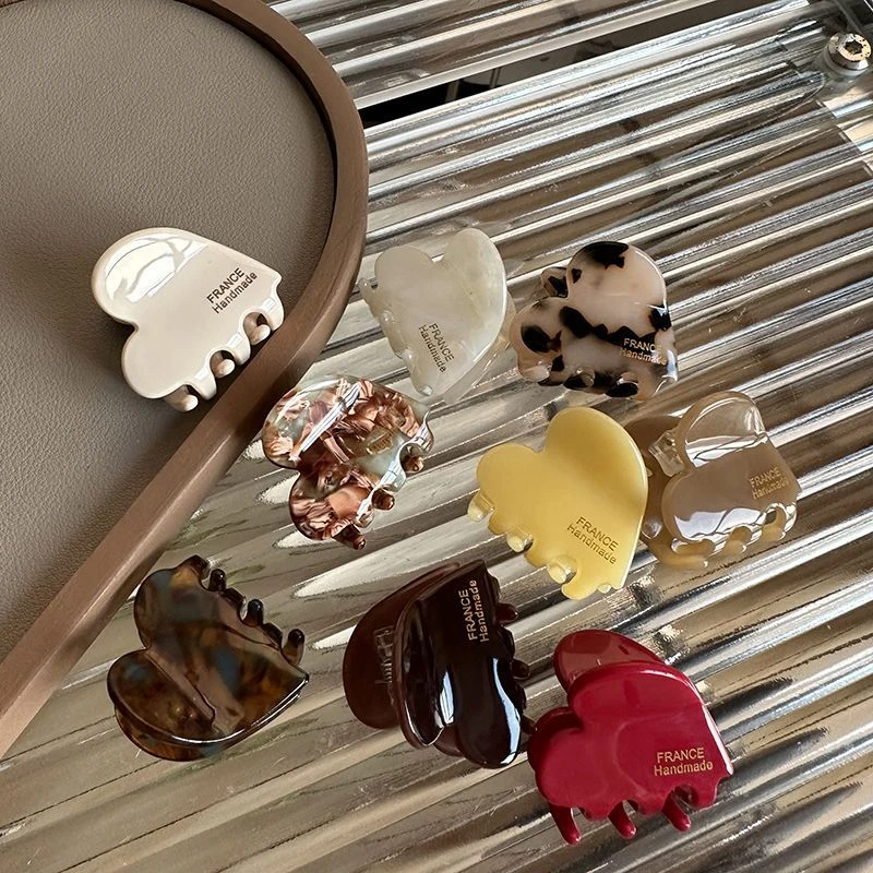 发卡小众抓夹甜美碎发夹百搭头顶设计爱心醋酸质感小号2025少女风