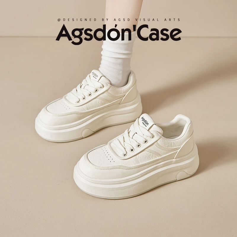 Y奥古狮登透气小白鞋女厚底2025新款面包鞋百搭超火运动白色板鞋Y