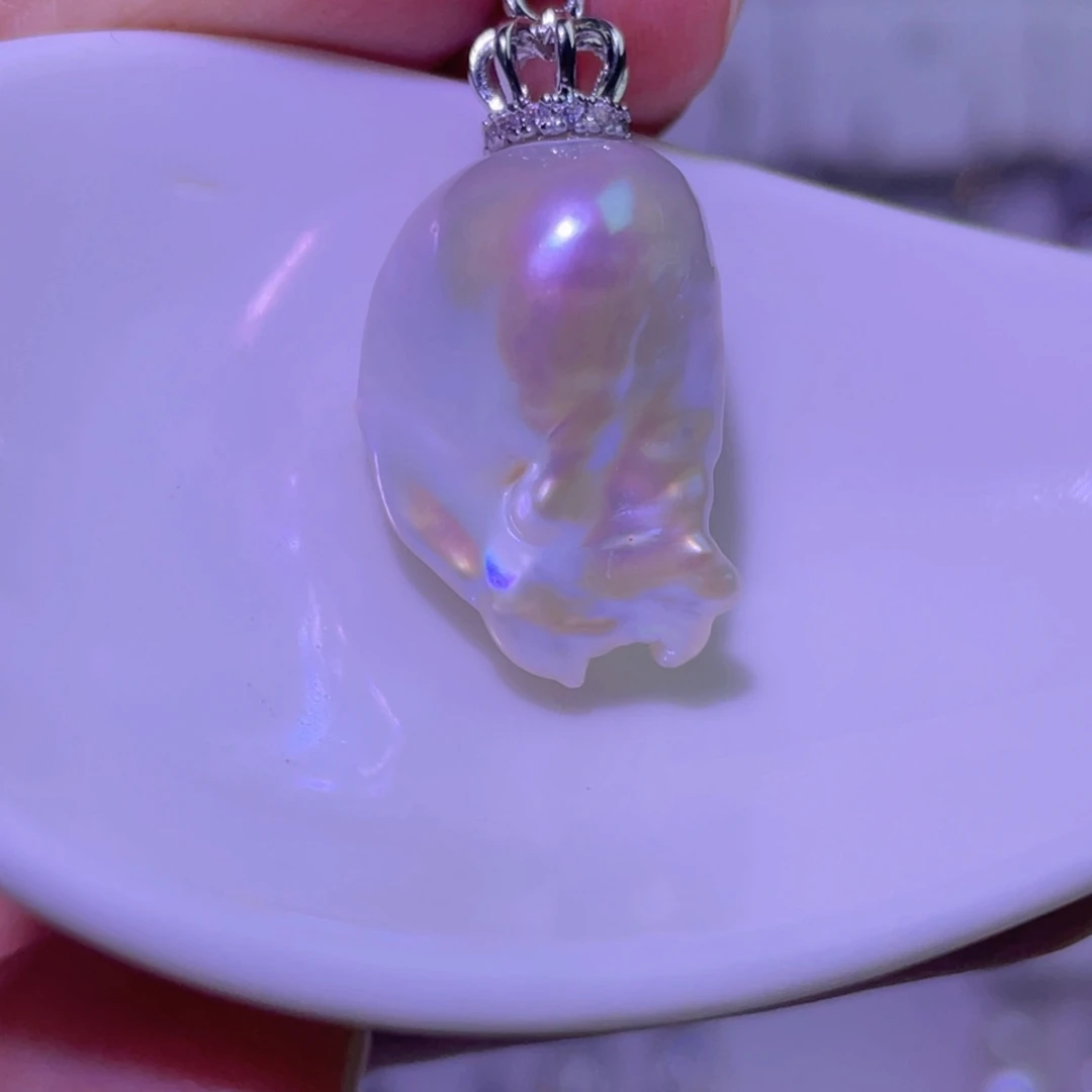 天然淡水珍珠吊坠银S925镶嵌淡水珍珠