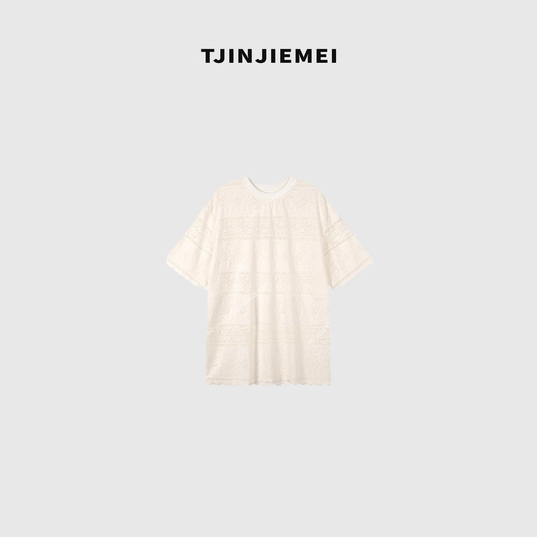 T井姐妹【雪梨】夏季休闲显瘦百搭蕾丝短袖DX2504-TJ247