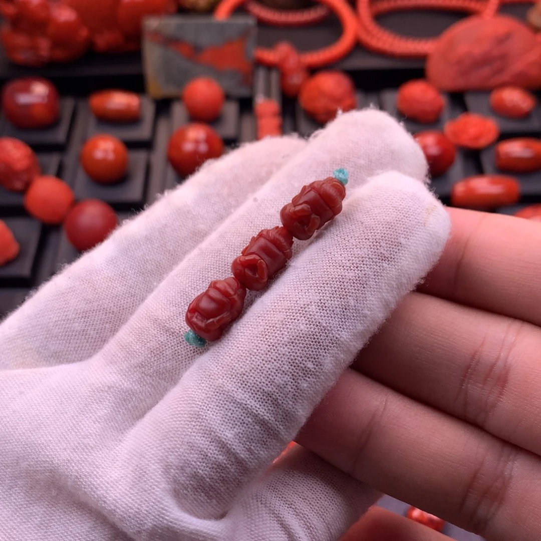 南红玛瑙未镶嵌精工雕刻三不佛7mm+（点关注发三个