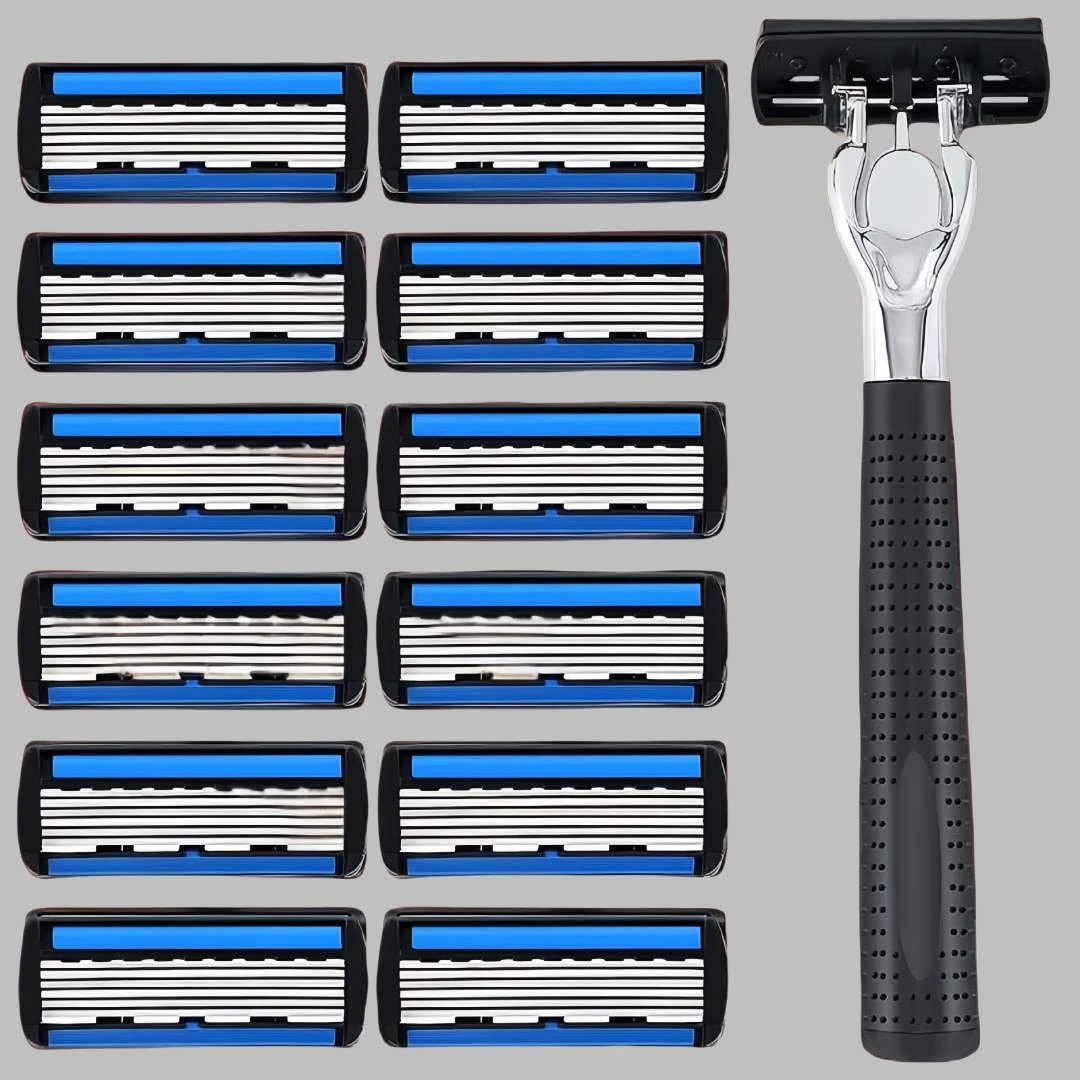 全新进口六层刀头剃须刀手动刮脸刀男士六层刀吉利克老式刮胡子刀