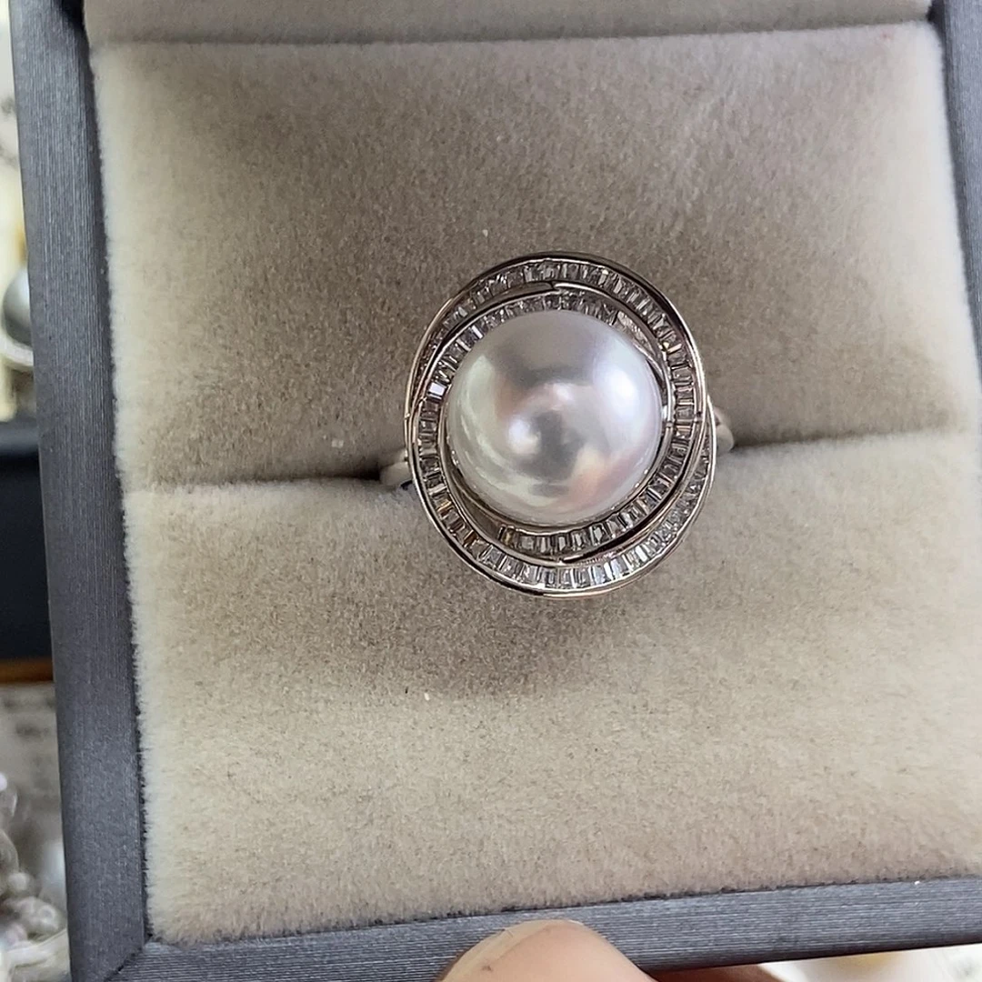银S925镶嵌戒指海水珍珠