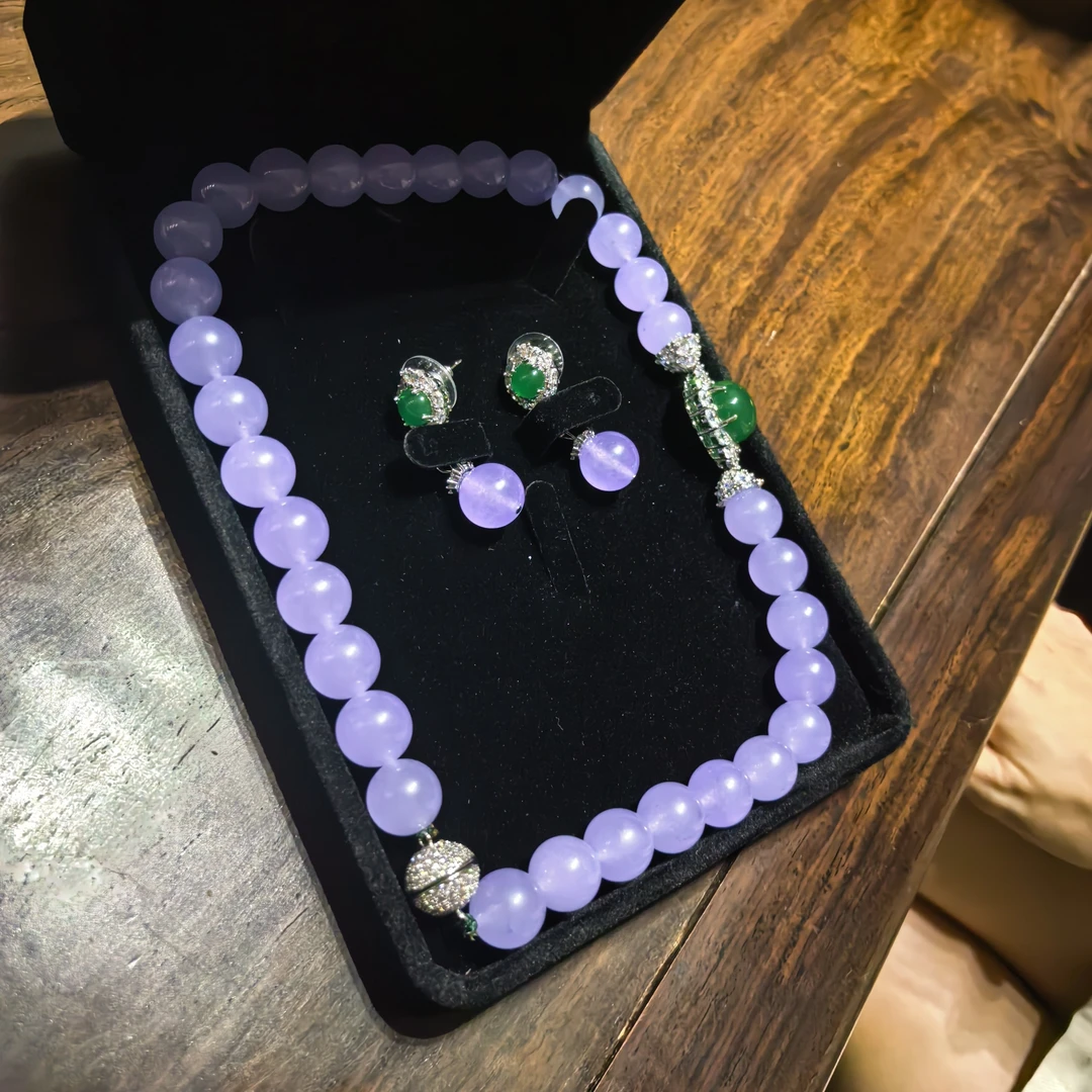 吊坠925银 冰冰同款 大卡满紫珠串