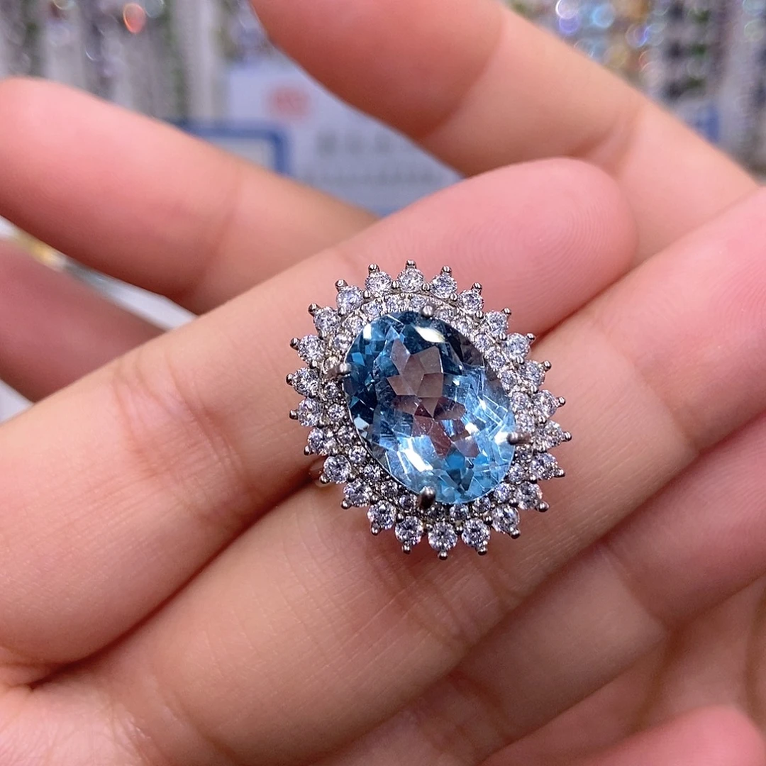 托帕石戒指银S925镶嵌