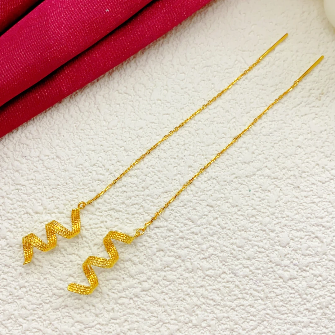 【木韵阁】足金999 5G黄金水波纹耳线气质精致百搭 2.5