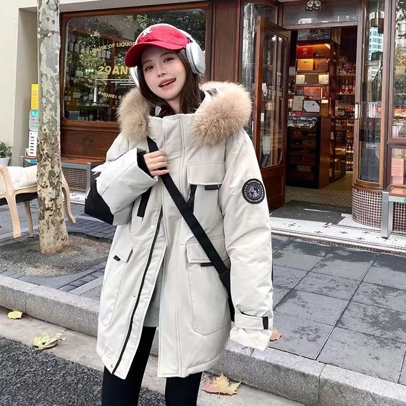90新国标工装羽绒服新款白鸭绒男女情侣户外极寒加厚中长款派克服