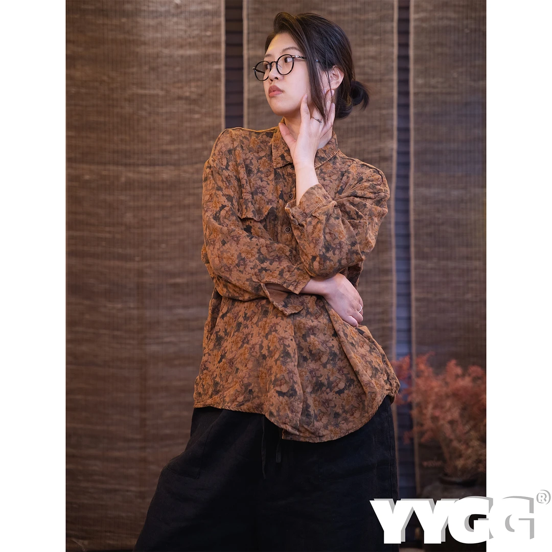YYGG【双层纱福利衬衫】25春福利双层纱落肩碎花做旧复古衬衫250102