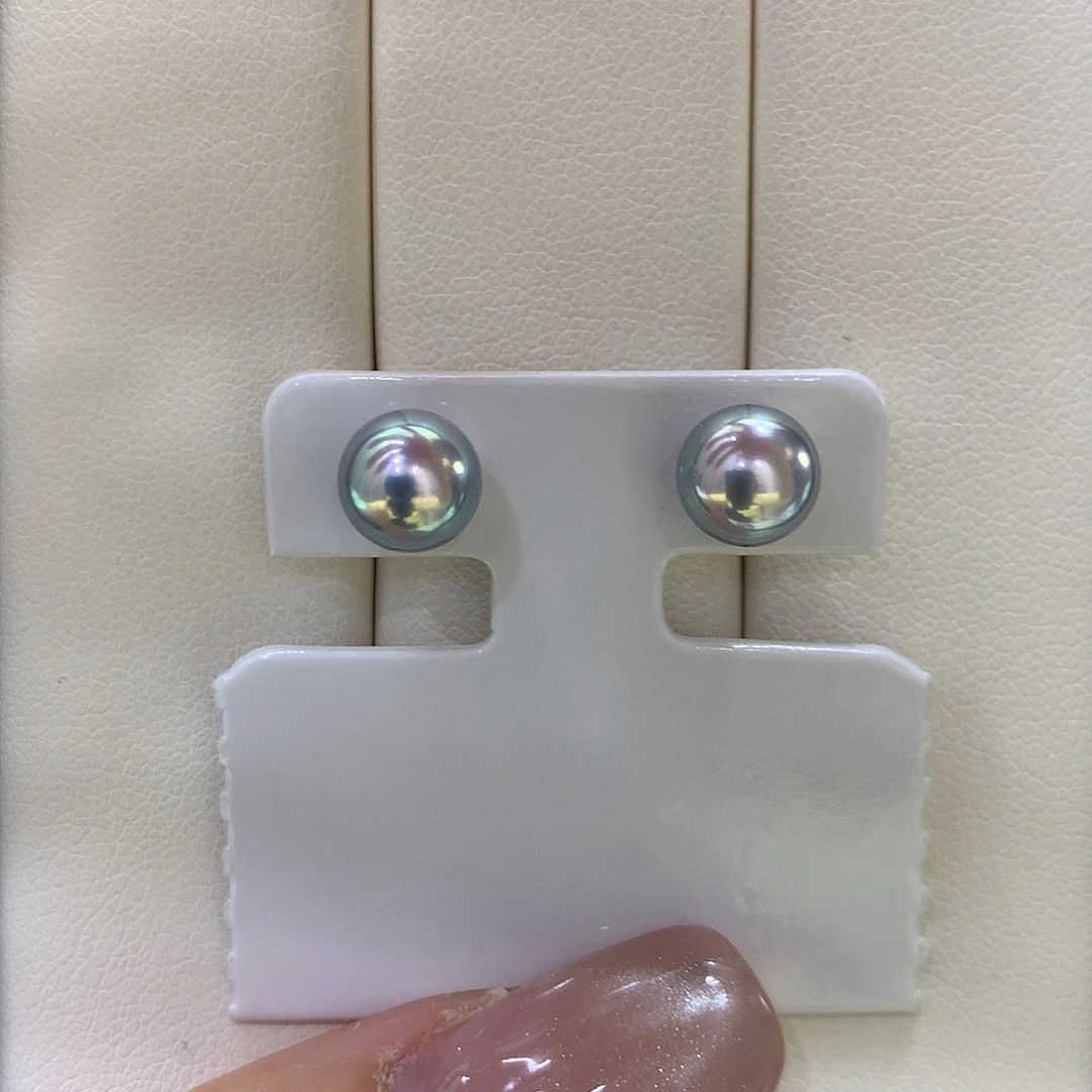 海水珍珠18K金镶嵌耳饰7/8mm真多麻