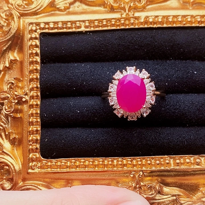 戒指银S925镶嵌红宝石