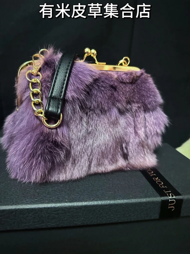[100%真皮草]名媛手提包狐狸毛单肩送礼物时尚气质百搭包包手提