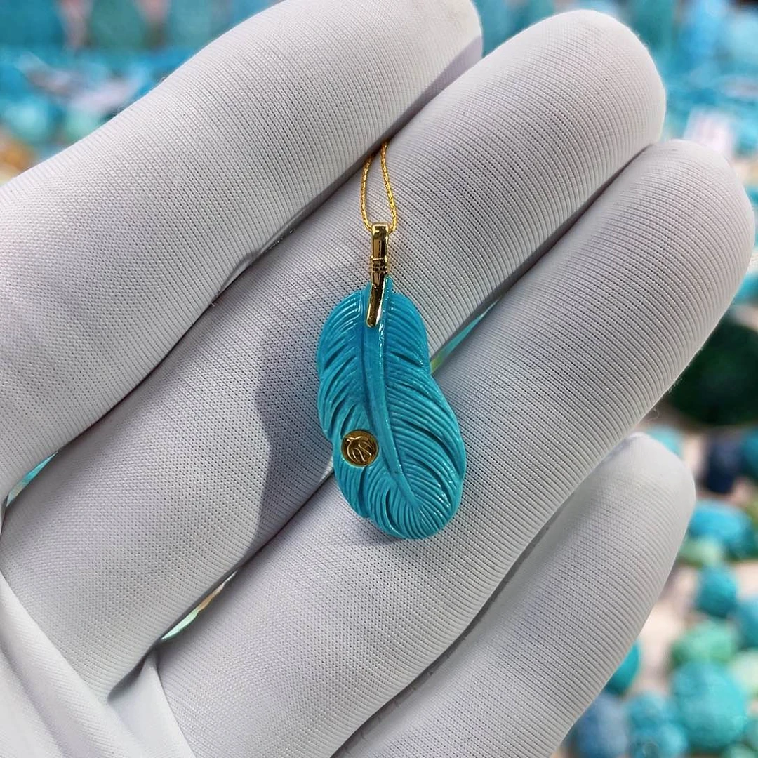 绿松石珠宝奇石18K金镶嵌