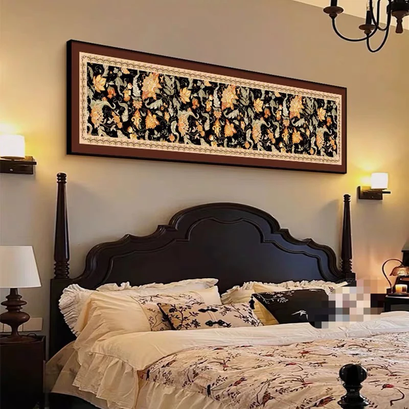 中古风卧室床头装饰画美拉德复古客厅沙发背景墙壁挂画横幅40150