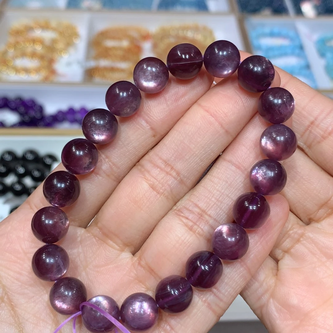 水晶手链未镶嵌紫锂云母10mm+