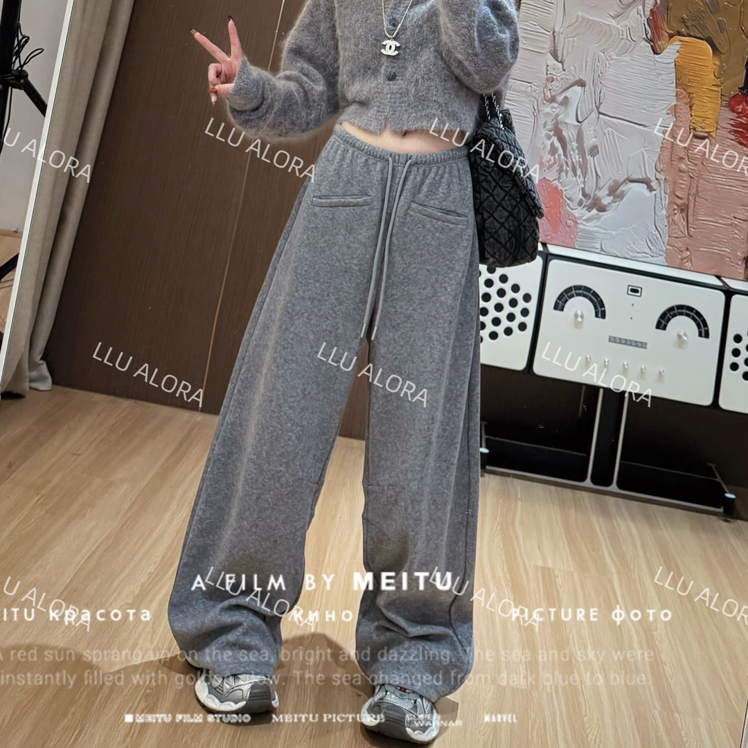 【LLU李】新款松紧腰休闲裤直筒阔腿裤宽松显瘦 LLU-11206