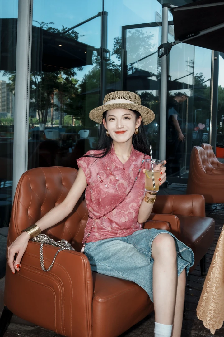 仫赐【锦虹】新中式国风桑蚕丝短袖夏轻薄上衣女MCGSY0621