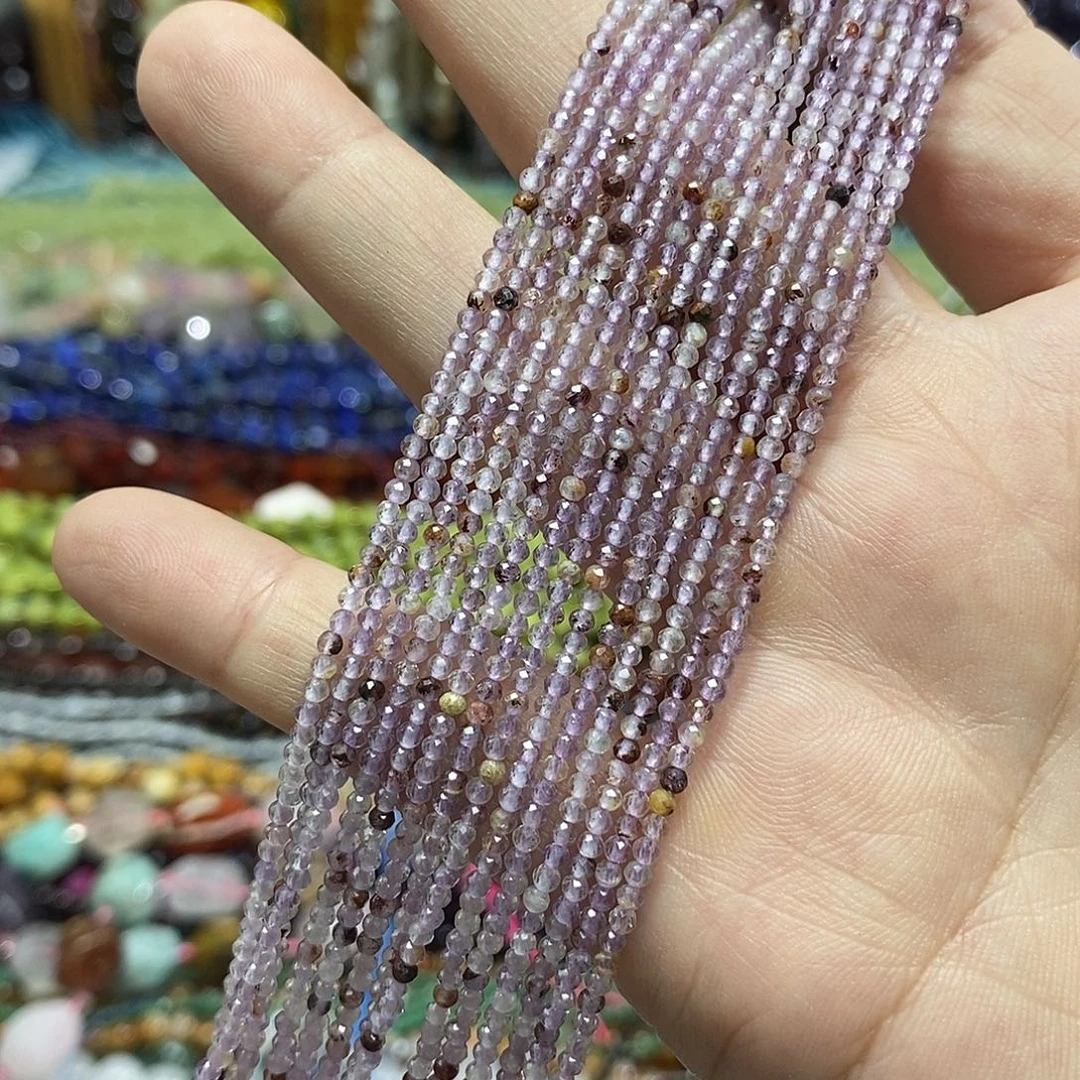 玛瑙/玉髓未镶嵌珠宝半成品紫幽灵钻切一条卡2mm
