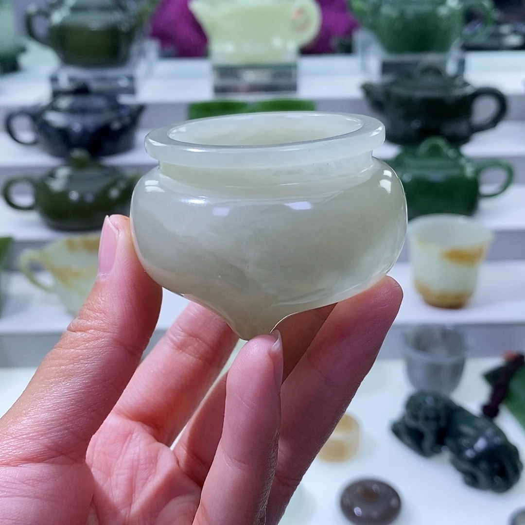 和田玉未镶嵌挂件香炉